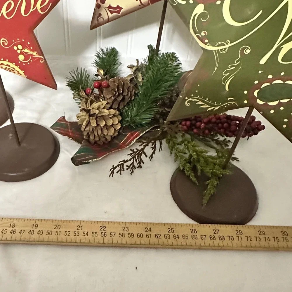 Hobby Lobby Heartland Holiday Wood‎ Stars Christmas Decor Set OS Multicolor EX